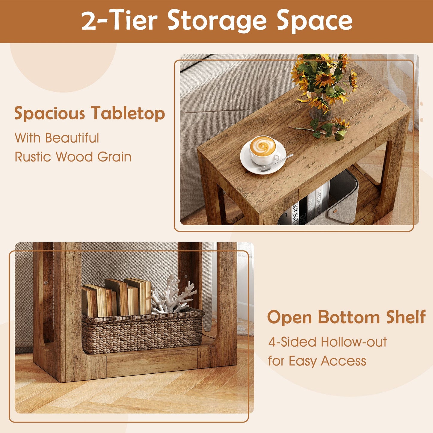 2-Tier End Table with Cozy Storage