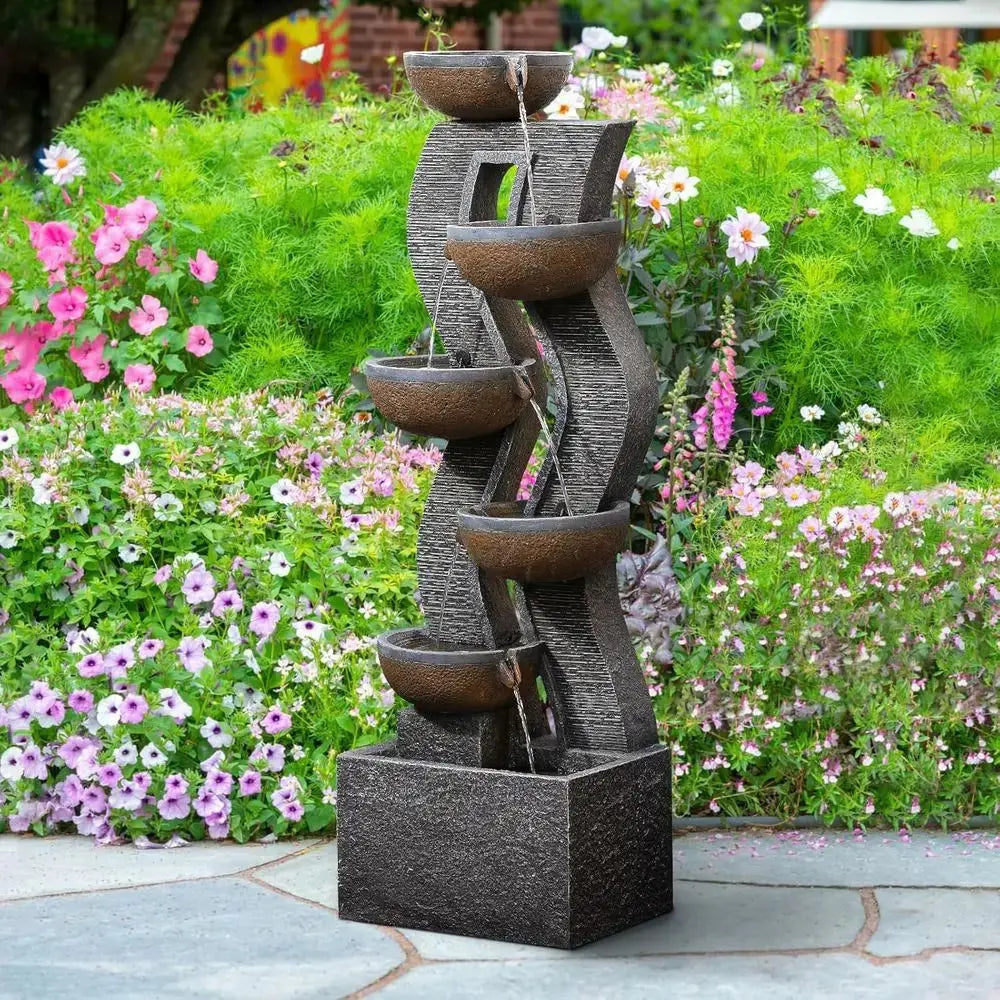 6-Tier Outdoor Water Fountain with Lights comfydesigners