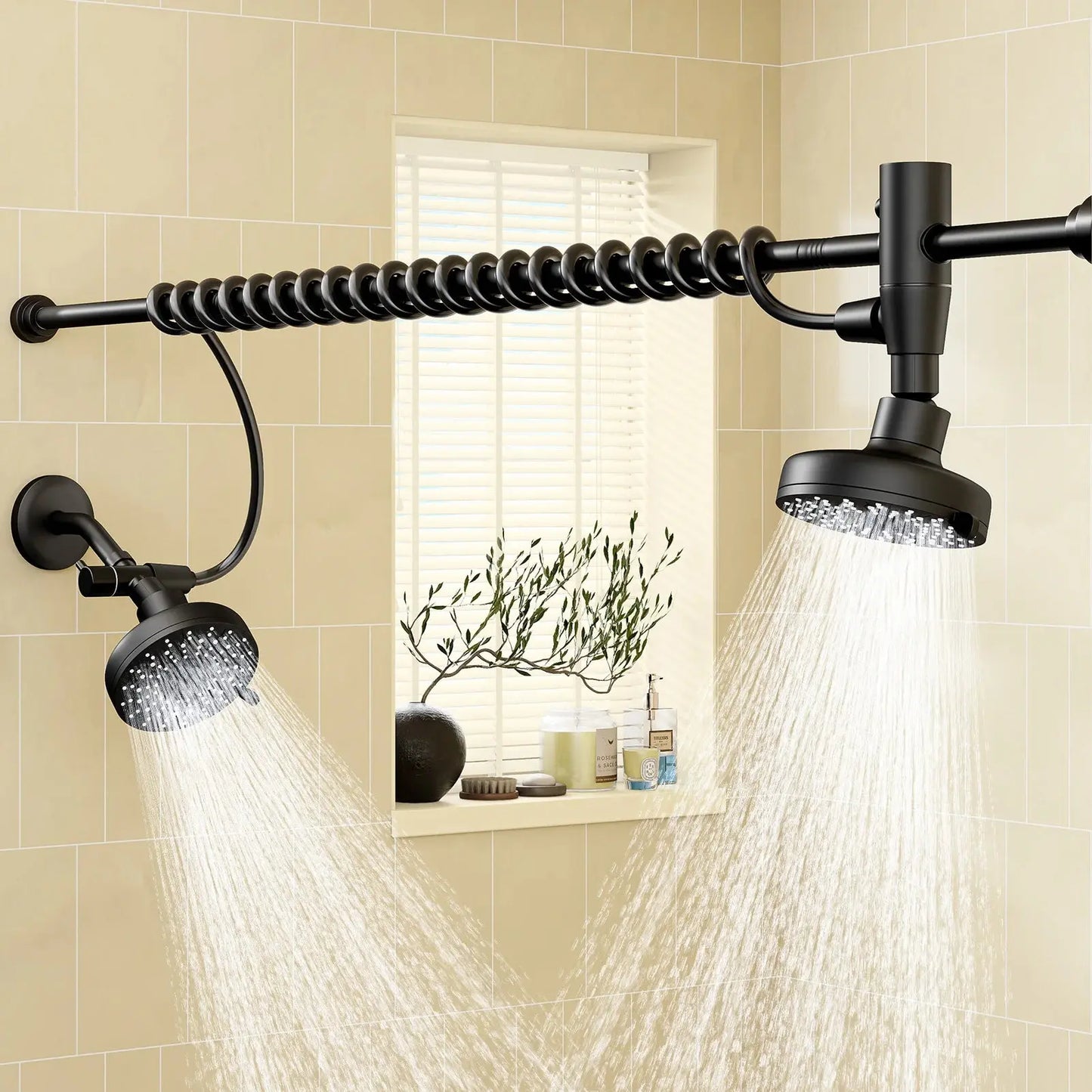 Dual High Pressure Shower Head with Adjustable Slider comfydesigners