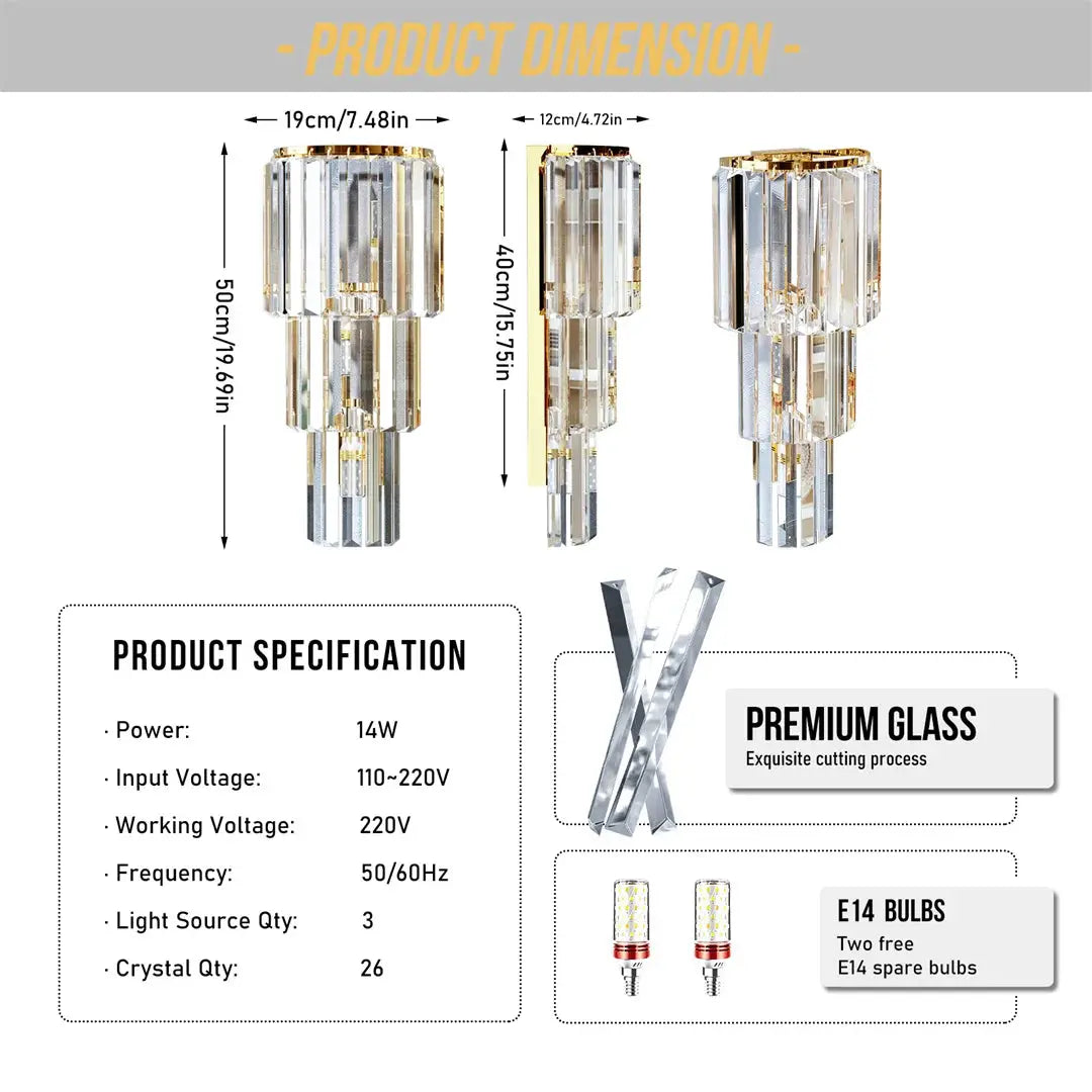 Modern Wall Crystal LED Sconce Light comfydesigners