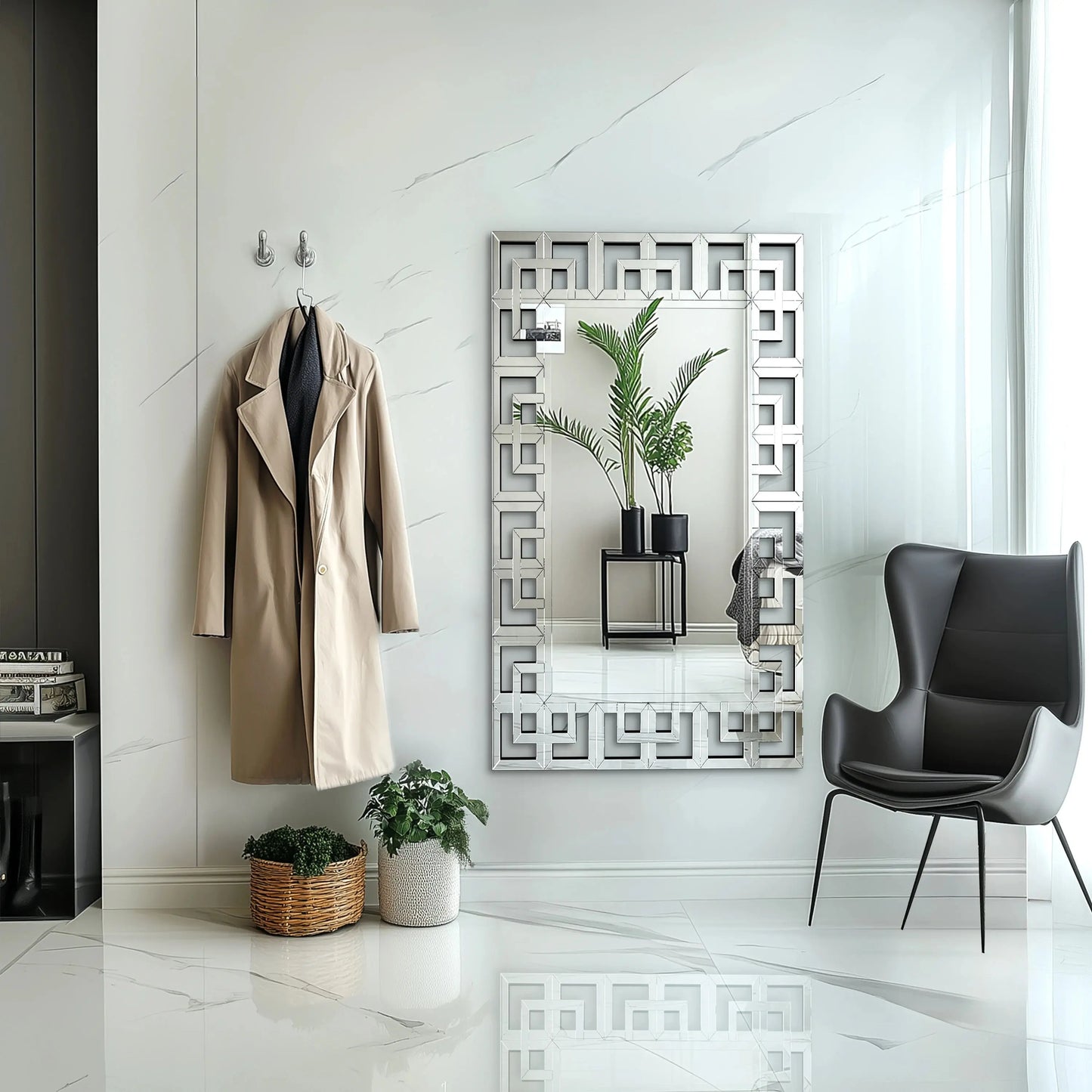 Silver Venetian Beveled Rectangle Wall Mirror comfydesigners
