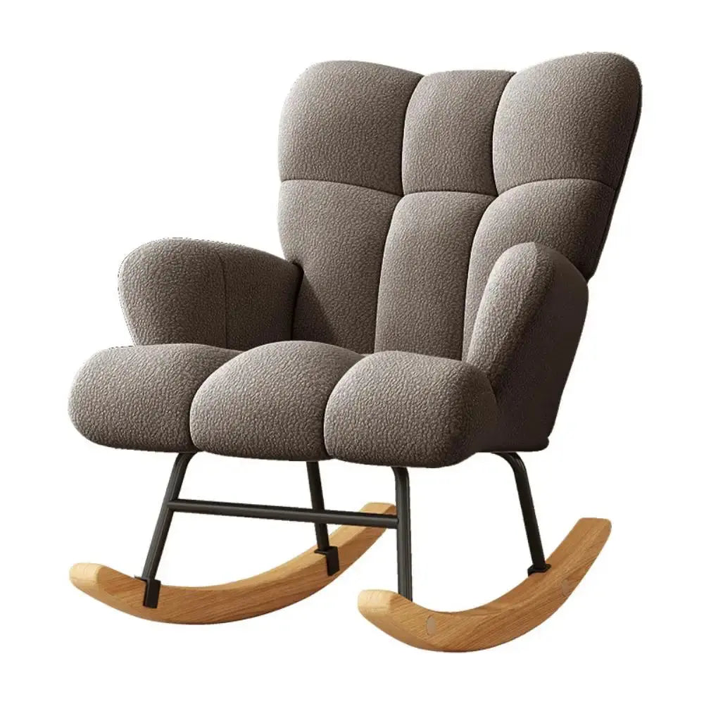 High-Back Solid Wood Rocking Chair with Cushion comfydesigners