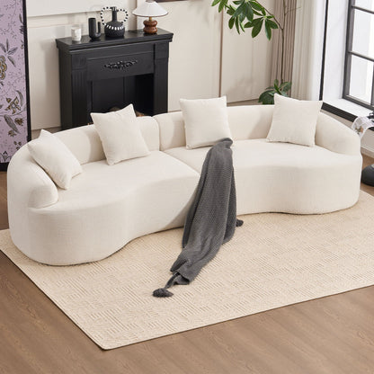 Curved Chenille Sectional Sofa — 4 Seater