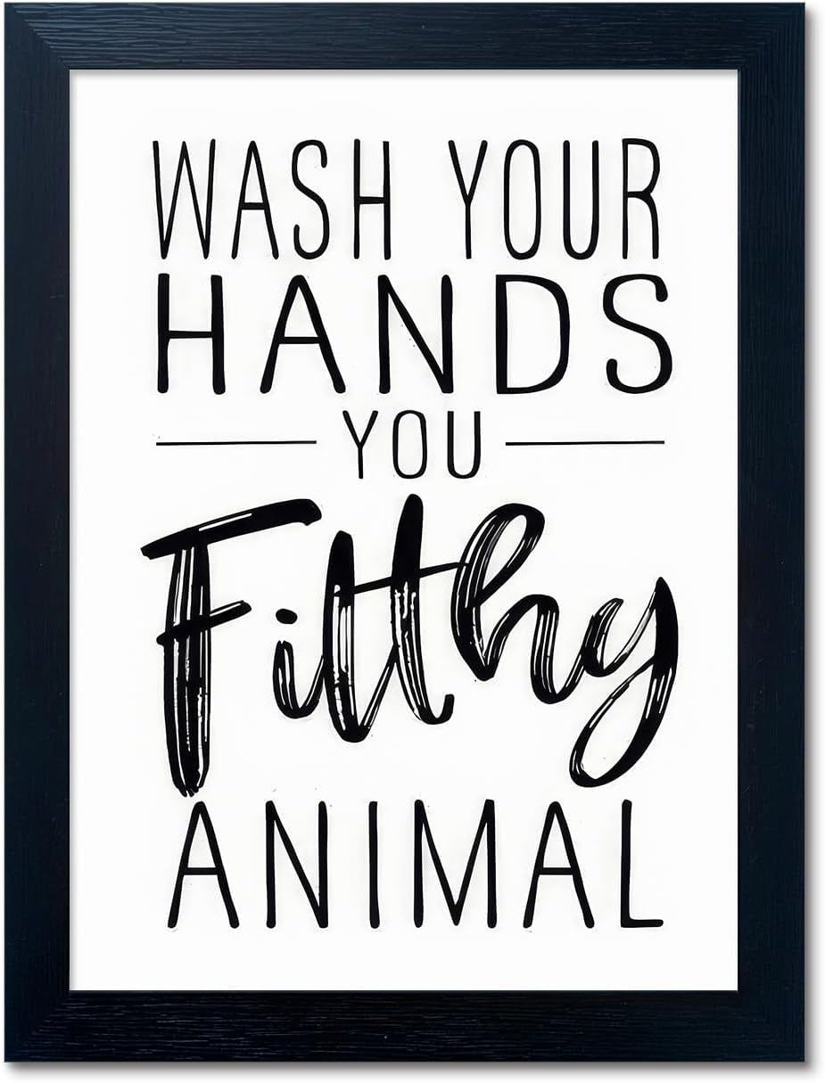 Black & White Bathroom Wall Art, Framed