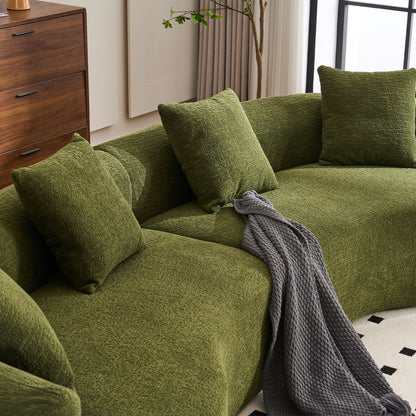 Curved Chenille Sectional Sofa — 4 Seater