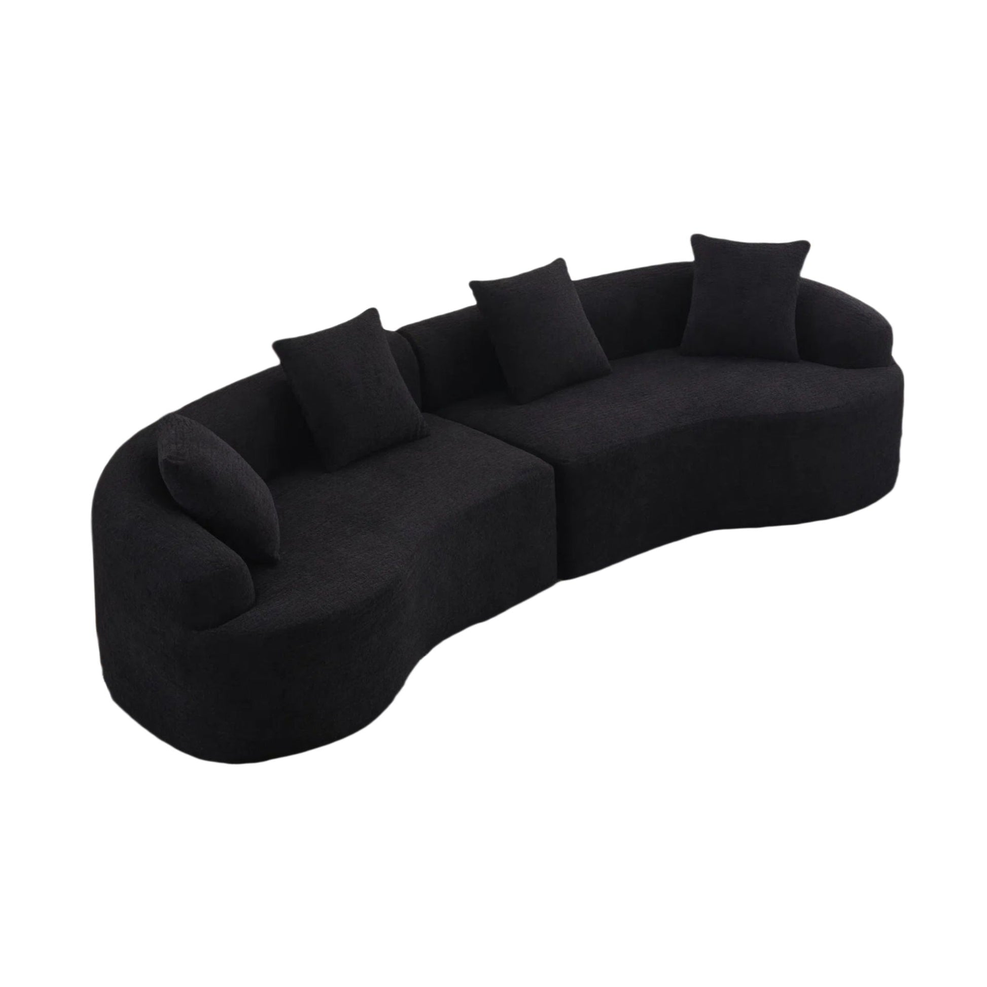 Curved Chenille Sectional Sofa — 4 Seater