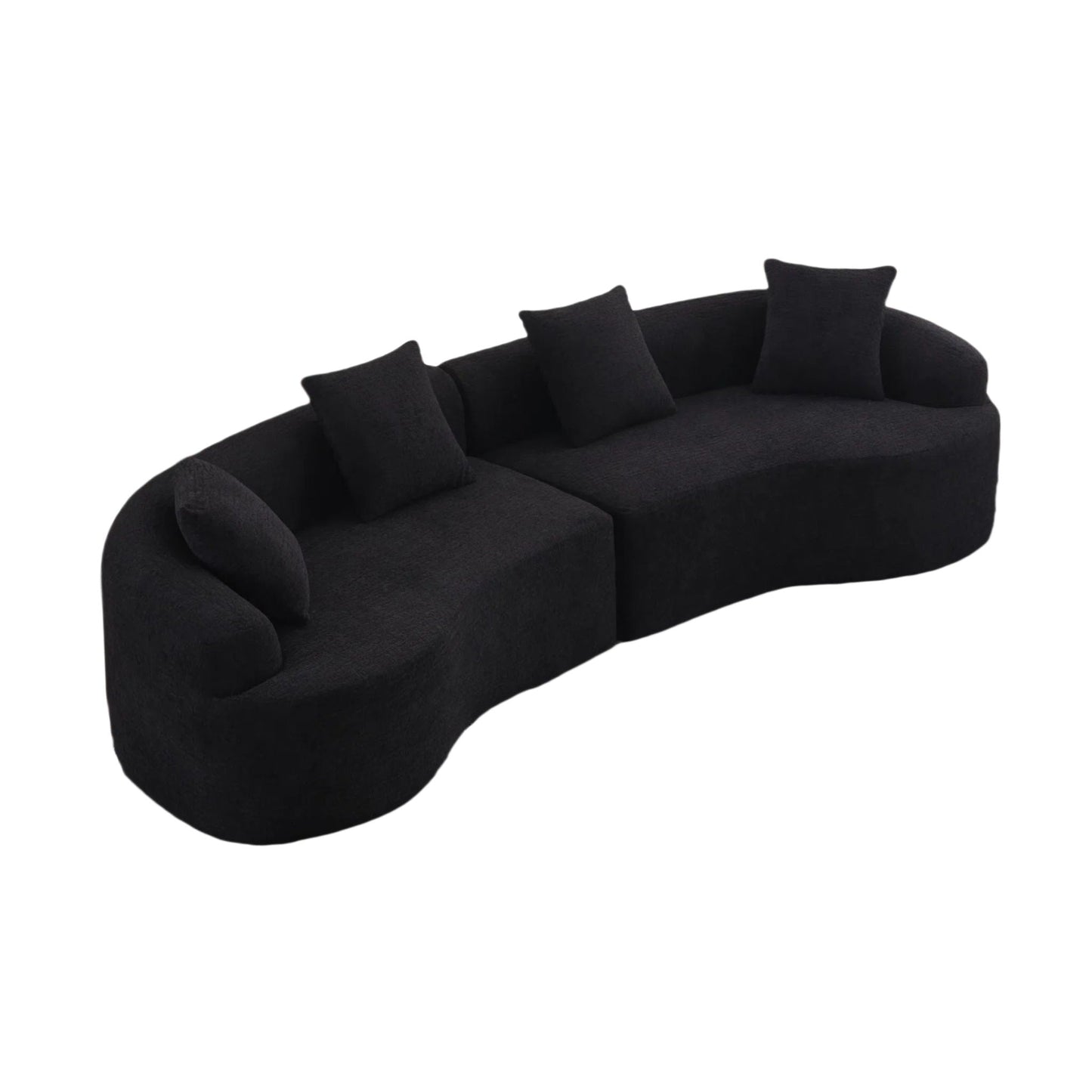 Curved Chenille Sectional Sofa — 4 Seater