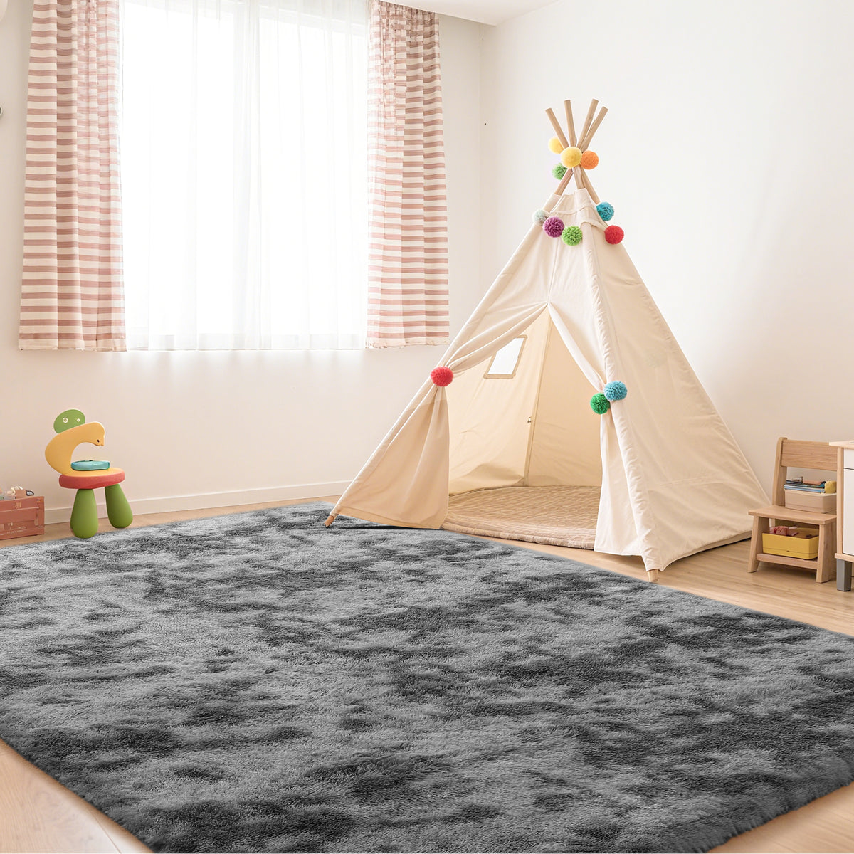 Plush Shag Area Rug, 8x10, Dark Gray