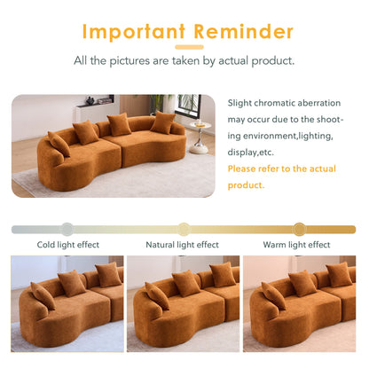 Curved Chenille Sectional Sofa — 4 Seater