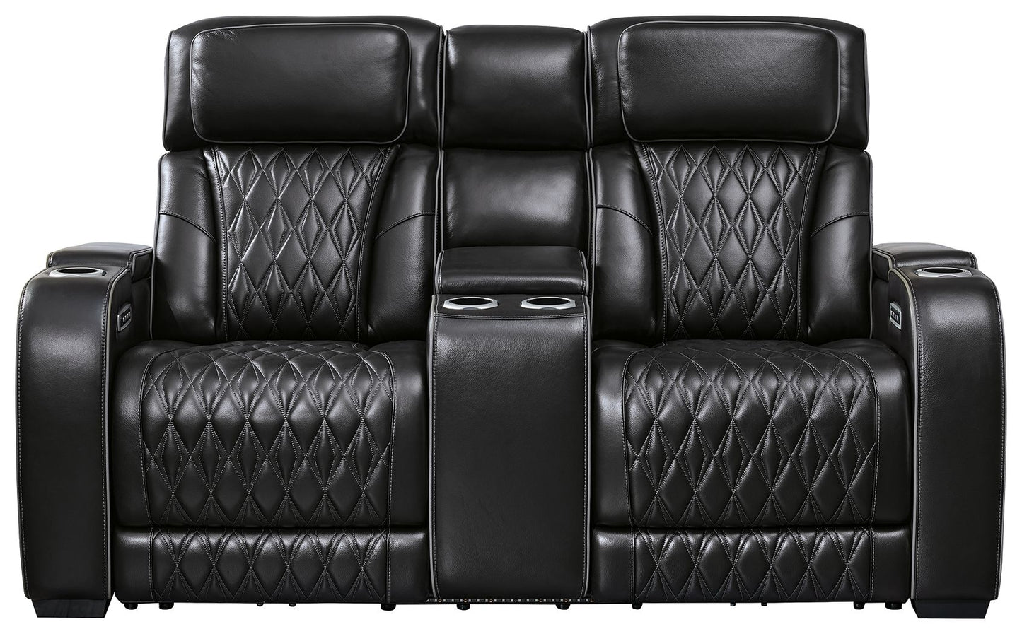 Power Reclining Loveseat with Diamond-Stitch Console