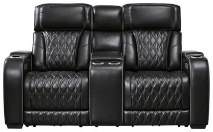 Power Reclining Loveseat with Diamond-Stitch Console