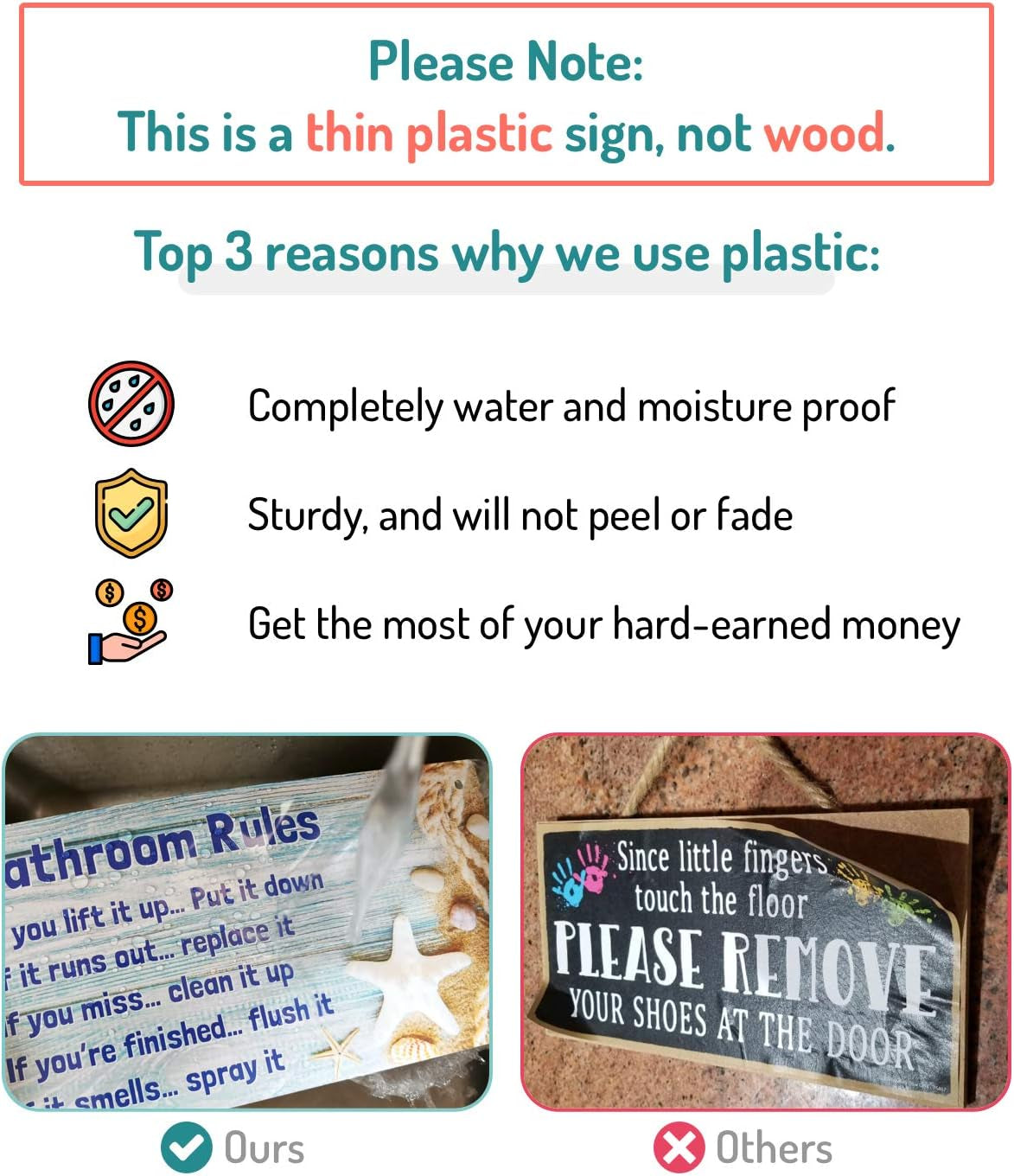 Starfish Bathroom Rules Sign, 12x6