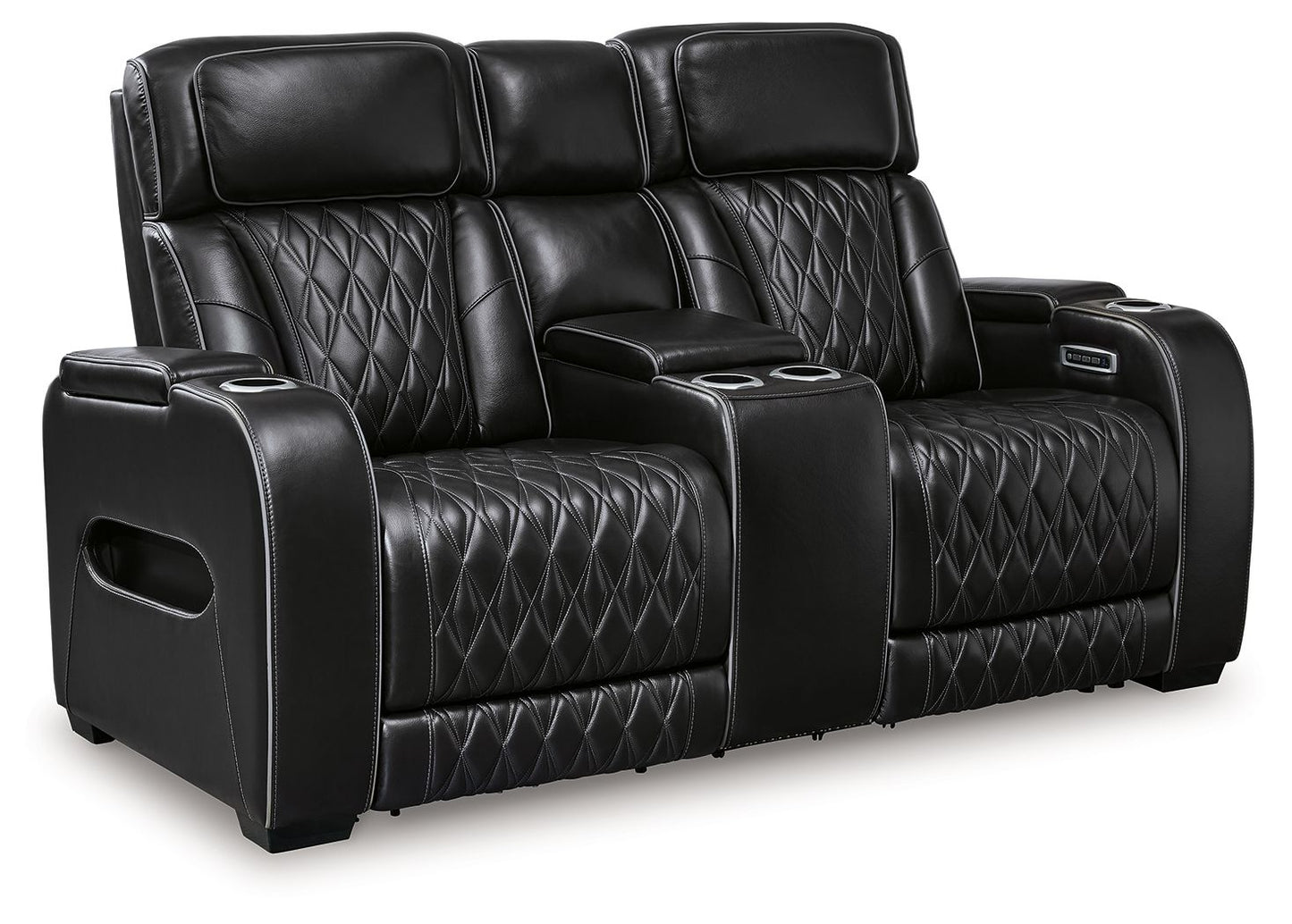 Power Reclining Loveseat with Diamond-Stitch Console