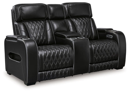 Power Reclining Loveseat with Diamond-Stitch Console