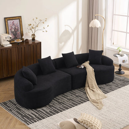Curved Chenille Sectional Sofa — 4 Seater