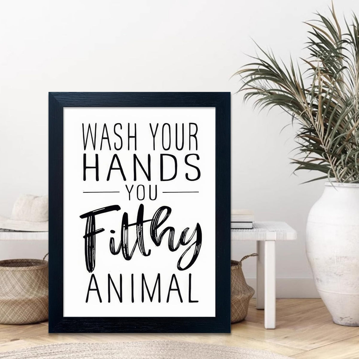 Black & White Bathroom Wall Art, Framed