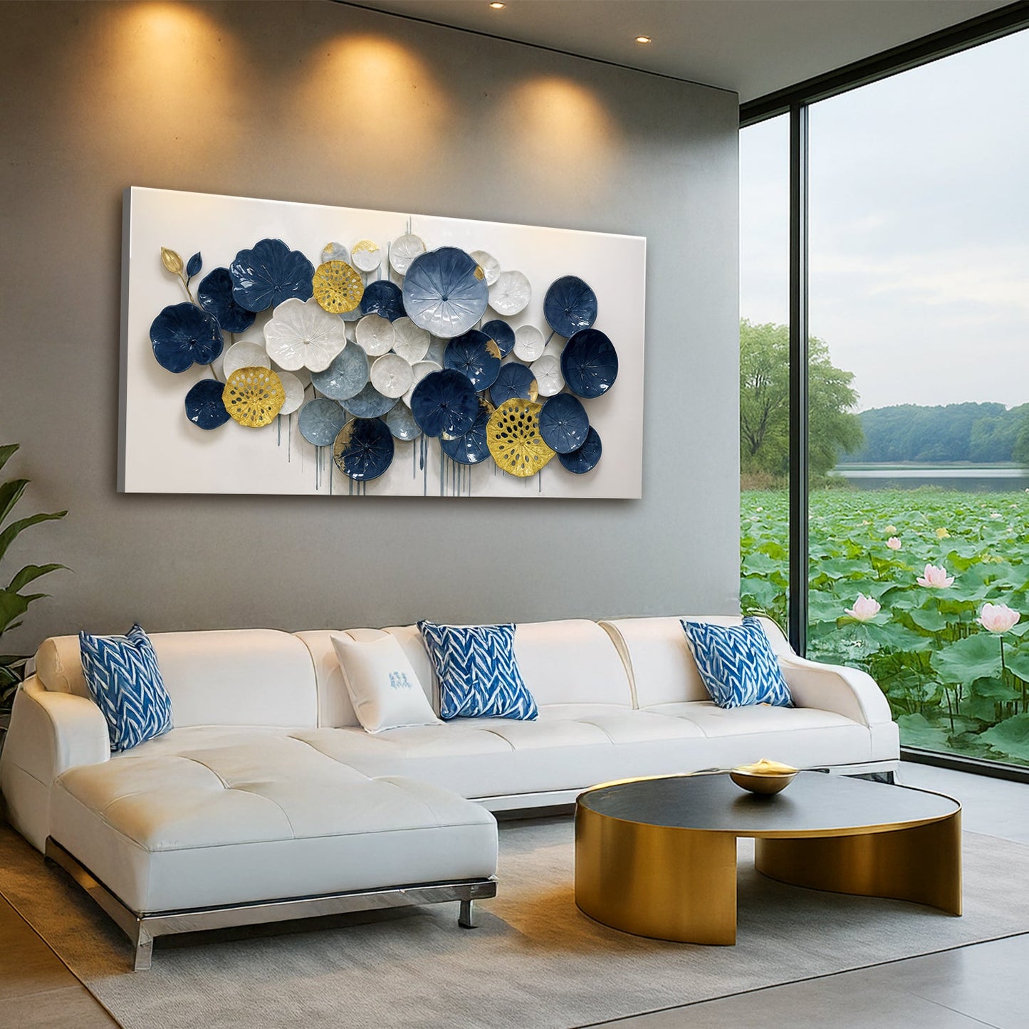 Lotus Leaf Abstract Canvas Wall Art