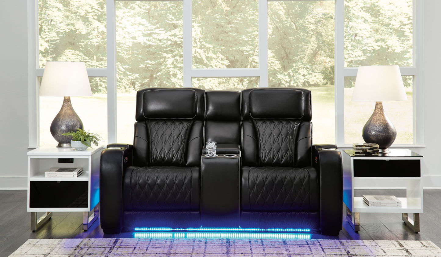 Power Reclining Loveseat with Diamond-Stitch Console