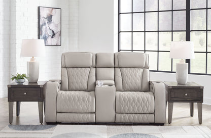 Power Reclining Loveseat with Diamond-Stitch Console