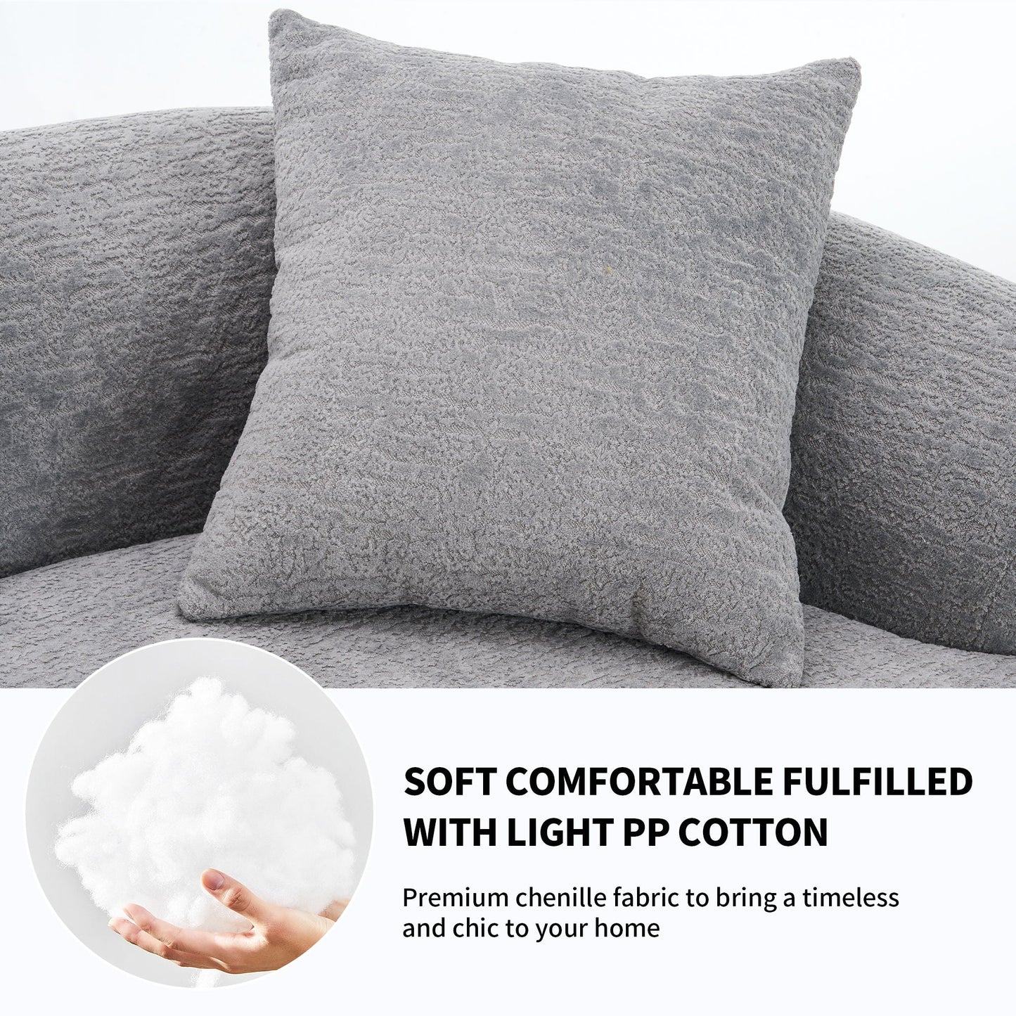 Curved Chenille Sectional Sofa — 4 Seater