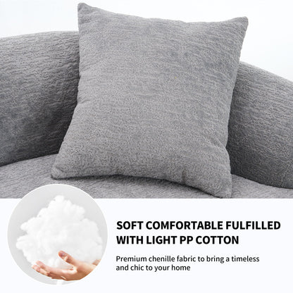 Curved Chenille Sectional Sofa — 4 Seater