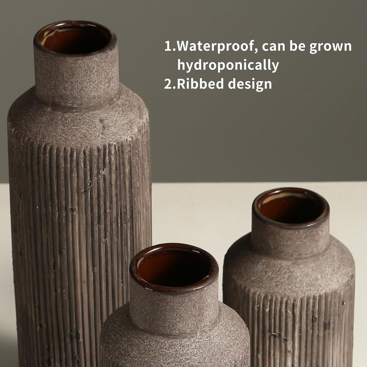 Farmhouse Ceramic Vase Set of 3