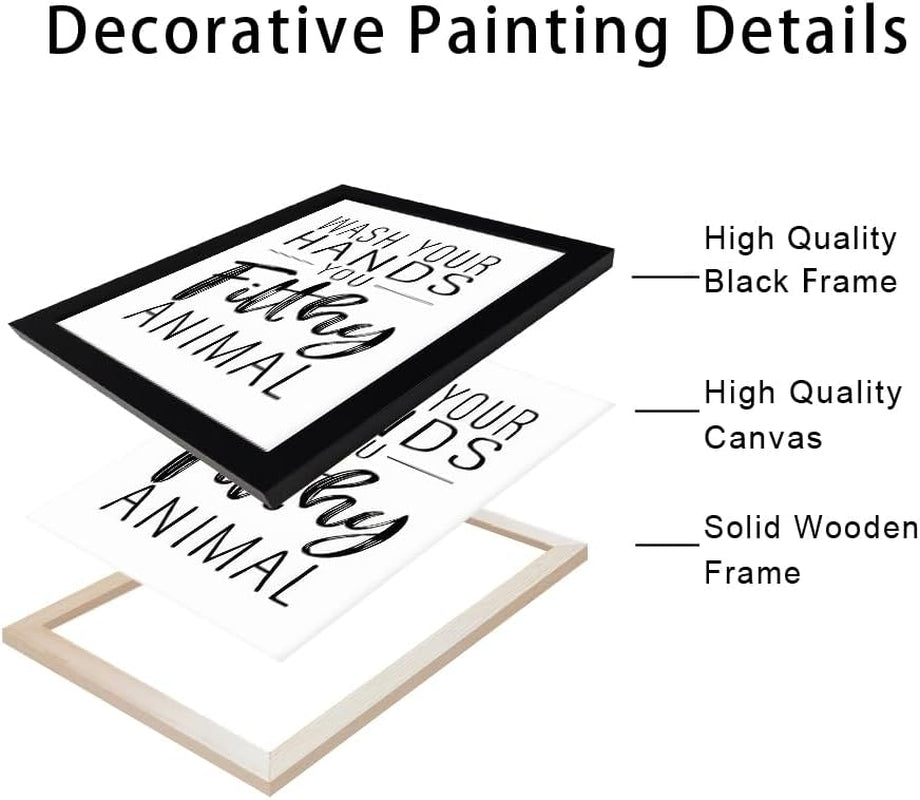 Black & White Bathroom Wall Art, Framed