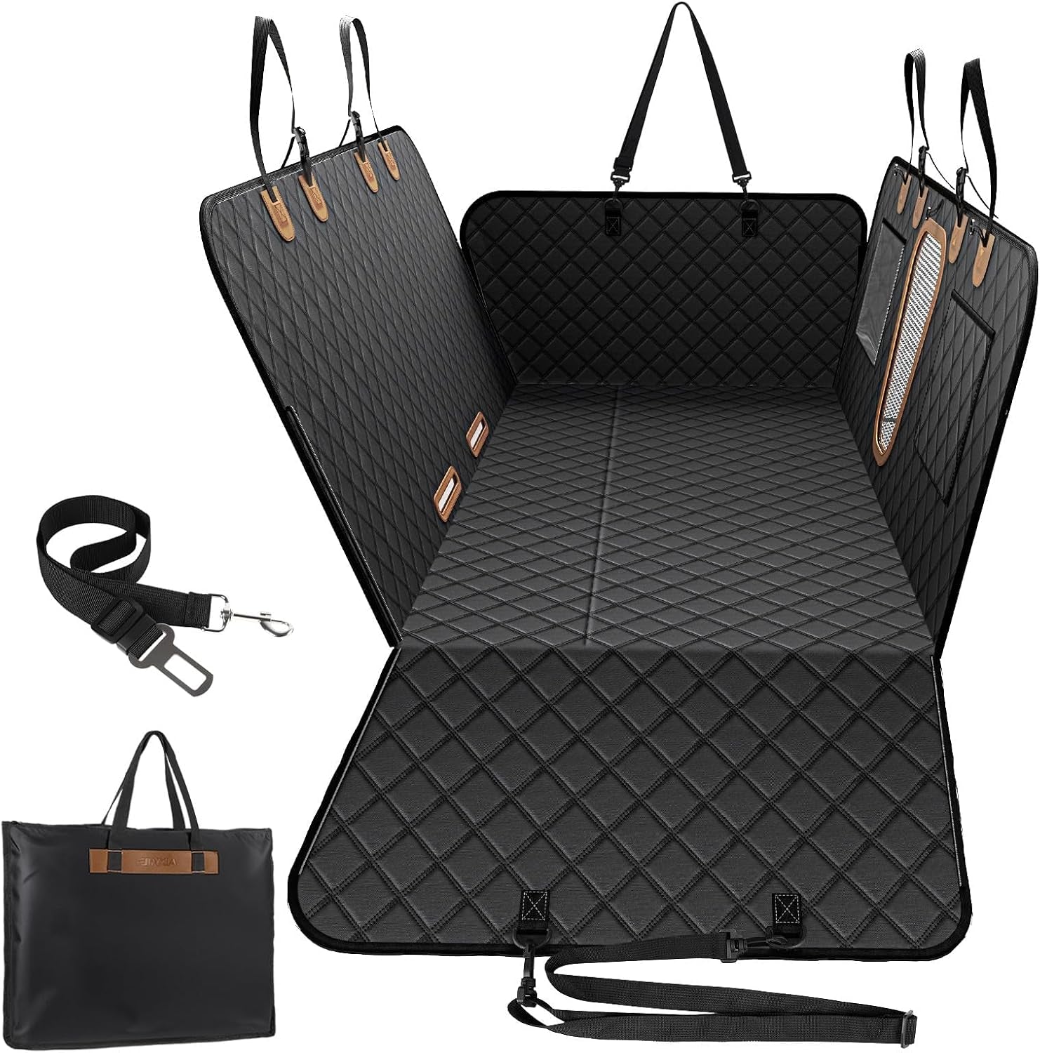 600D Heavy Duty Dog Car Seat Cover for Back Seat, 2026 Upgraded | Hard Bottom Back Seat Extender for Pets- Holds 600Lbs, Waterproof Scratch Proof Nonslip Dog Hammock for Cars Trucks and Suvs
