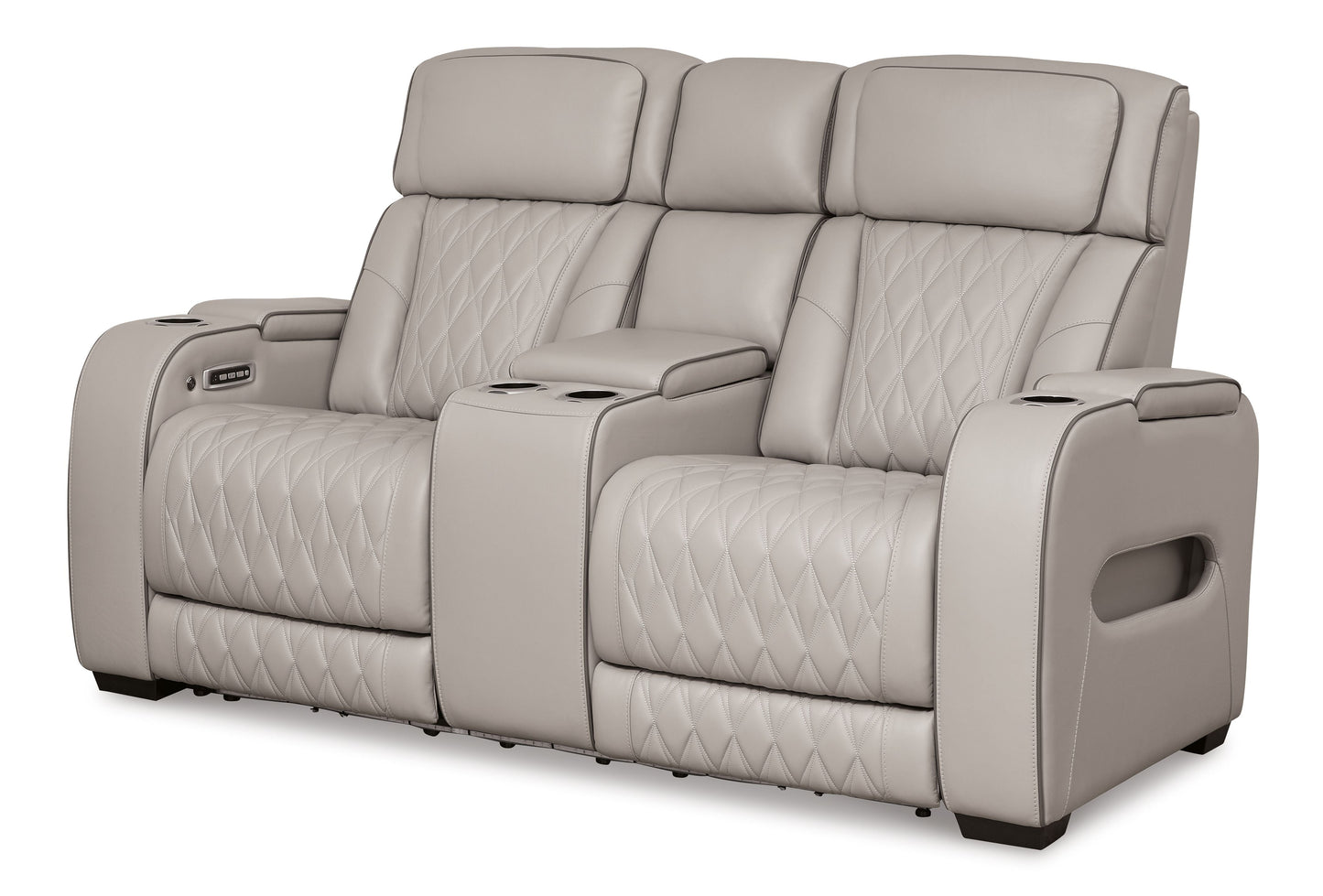 Power Reclining Loveseat with Diamond-Stitch Console