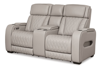 Power Reclining Loveseat with Diamond-Stitch Console