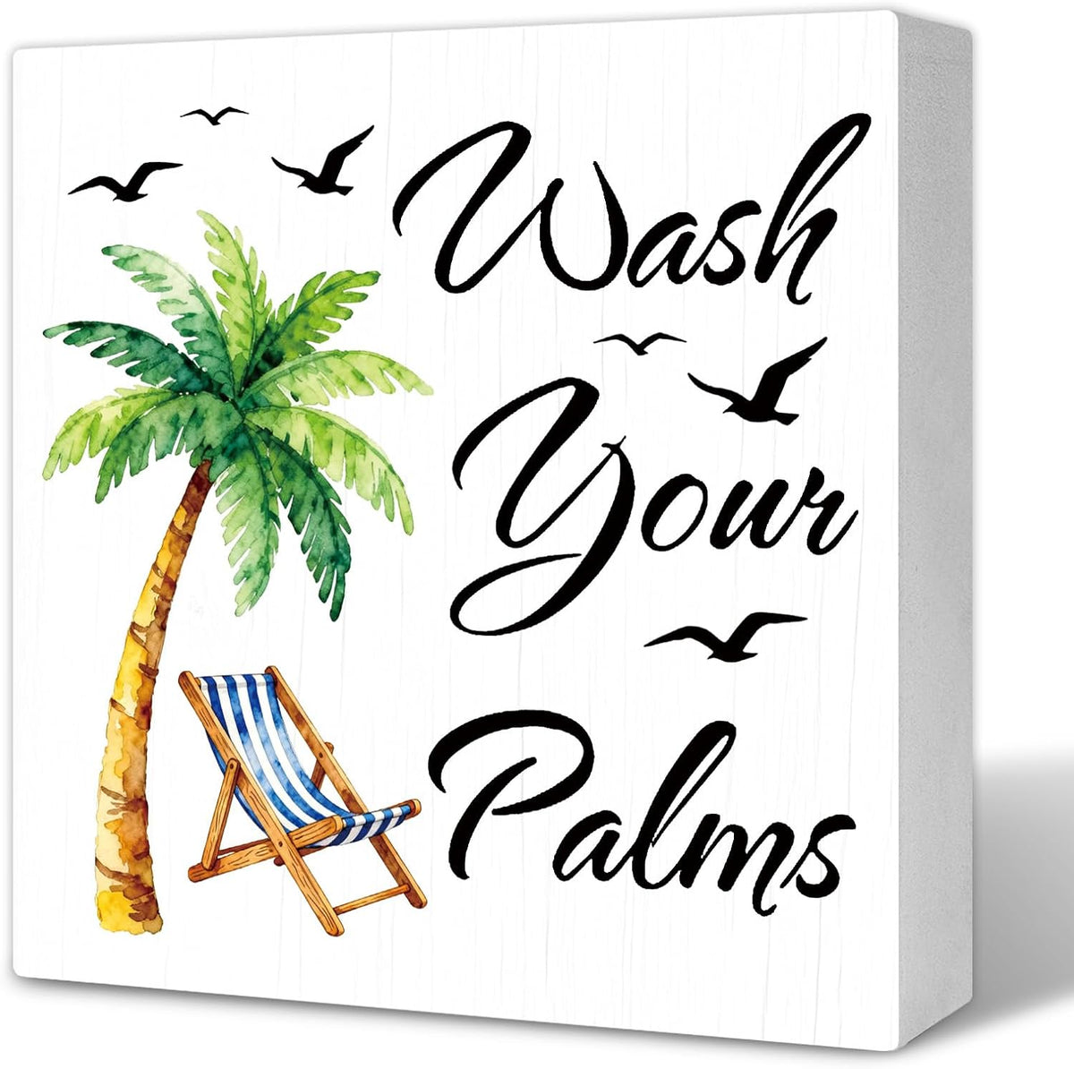 "Wash Your Palms" Wood Sign, 5x5