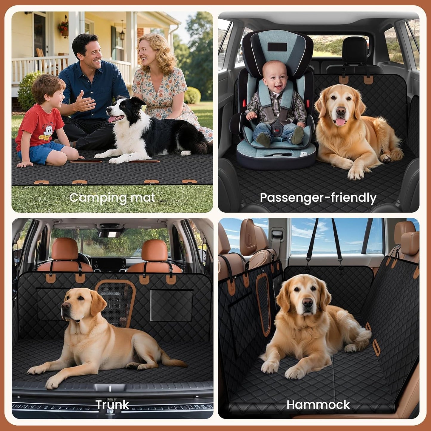 600D Heavy Duty Dog Car Seat Cover for Back Seat, 2026 Upgraded | Hard Bottom Back Seat Extender for Pets- Holds 600Lbs, Waterproof Scratch Proof Nonslip Dog Hammock for Cars Trucks and Suvs