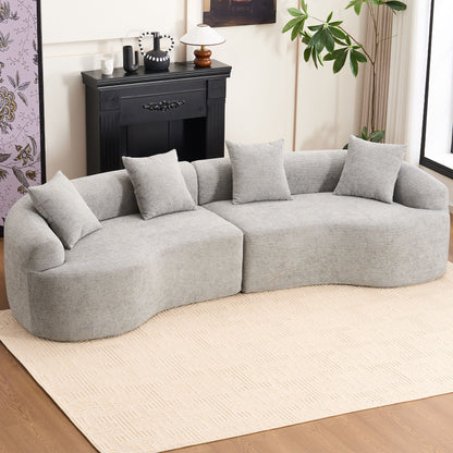 Curved Chenille Sectional Sofa — 4 Seater