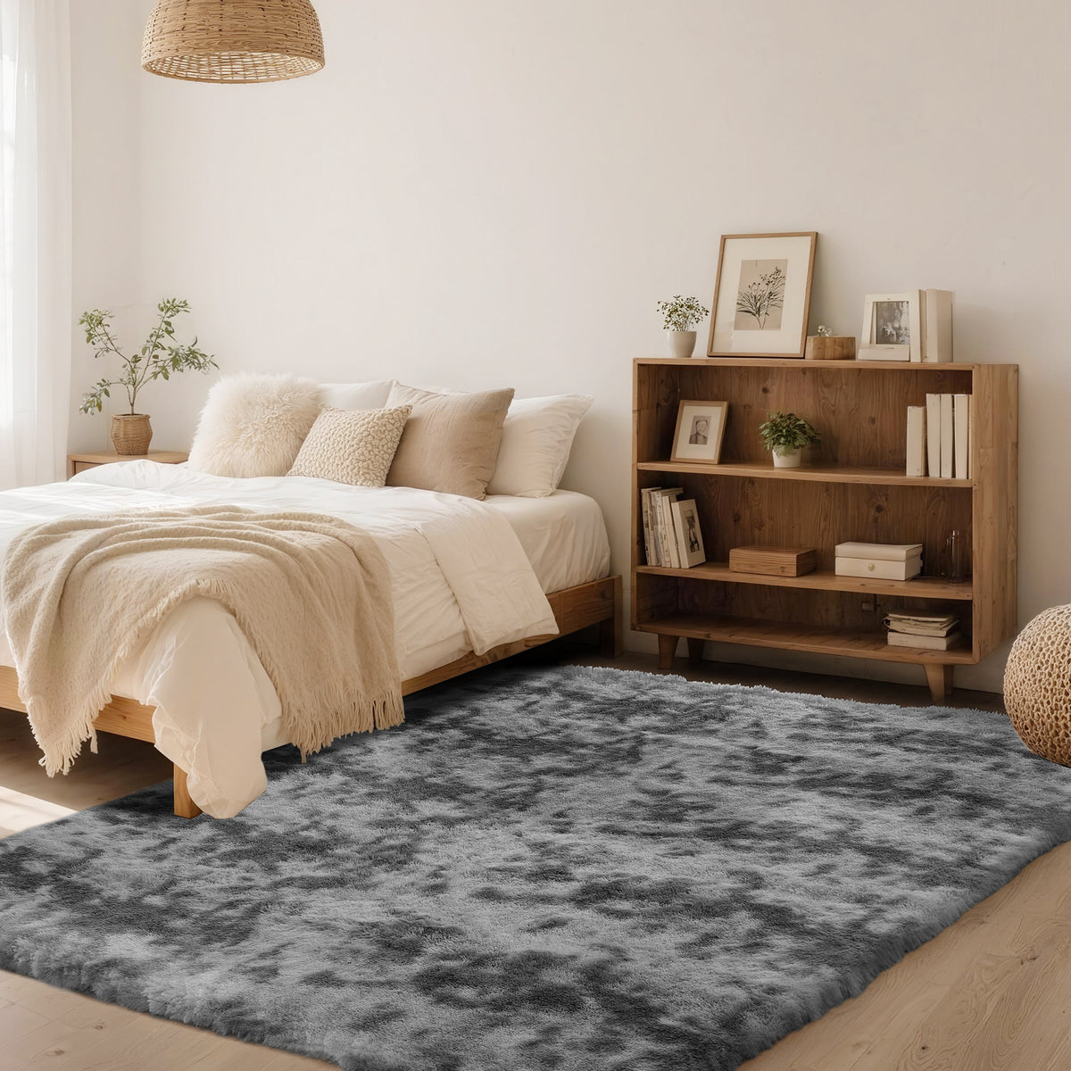 Plush Shag Area Rug, 8x10, Dark Gray