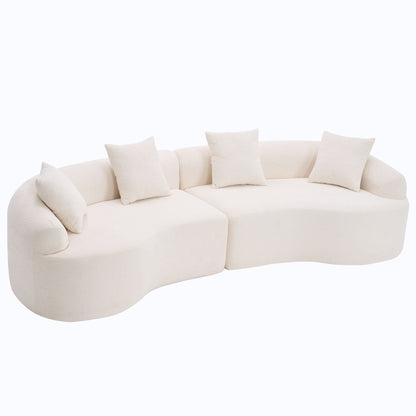 Curved Chenille Sectional Sofa — 4 Seater