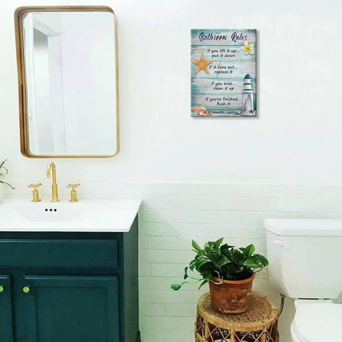 Coastal Bathroom Canvas Art, 12x16