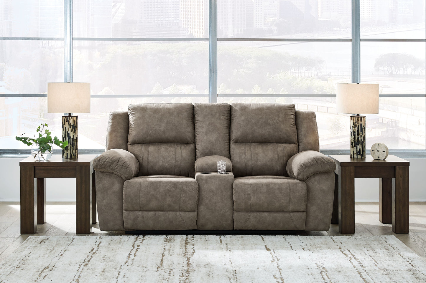 Laresview Double Reclining Loveseat with Console