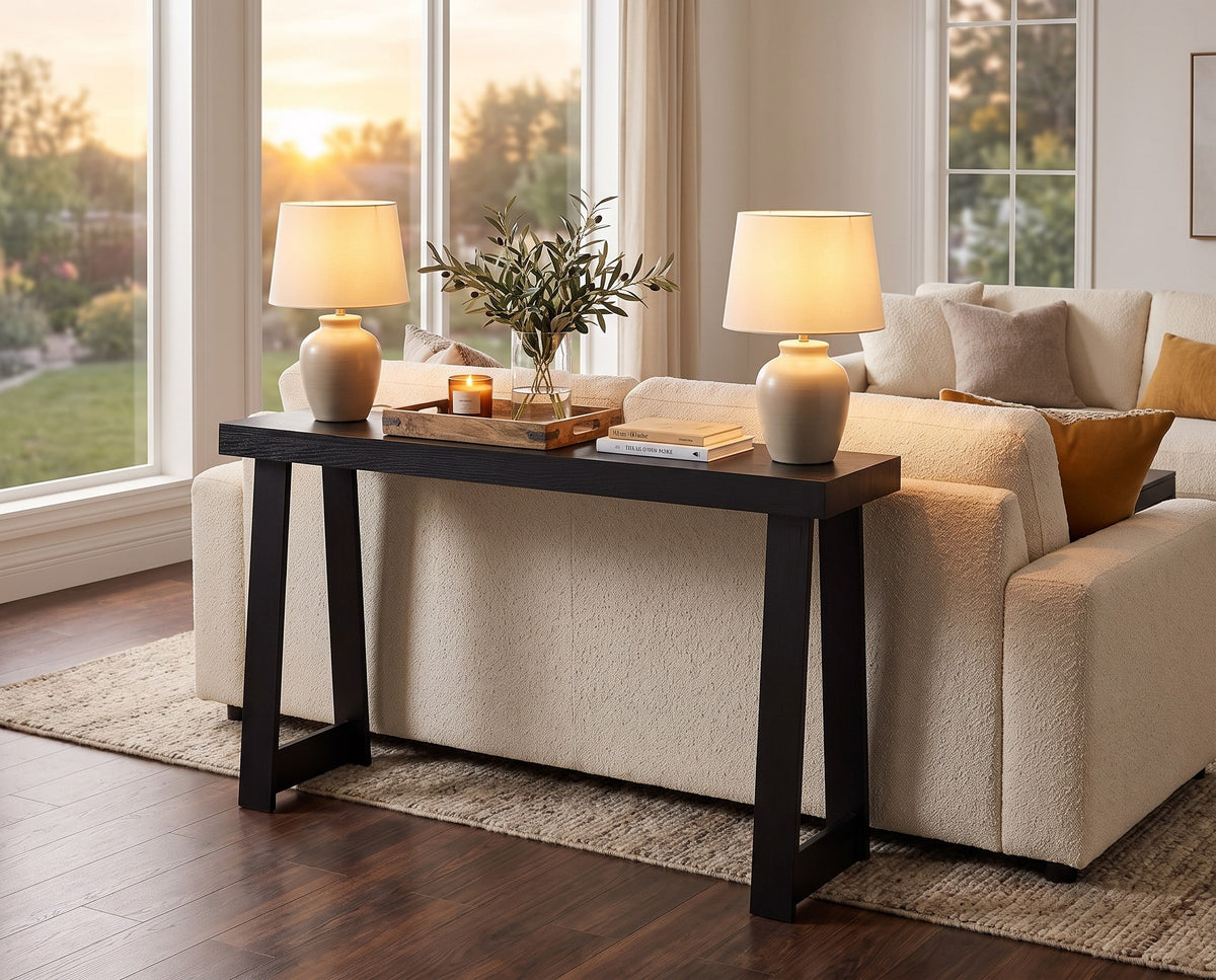 Slim Black Console Table, 46 Inch