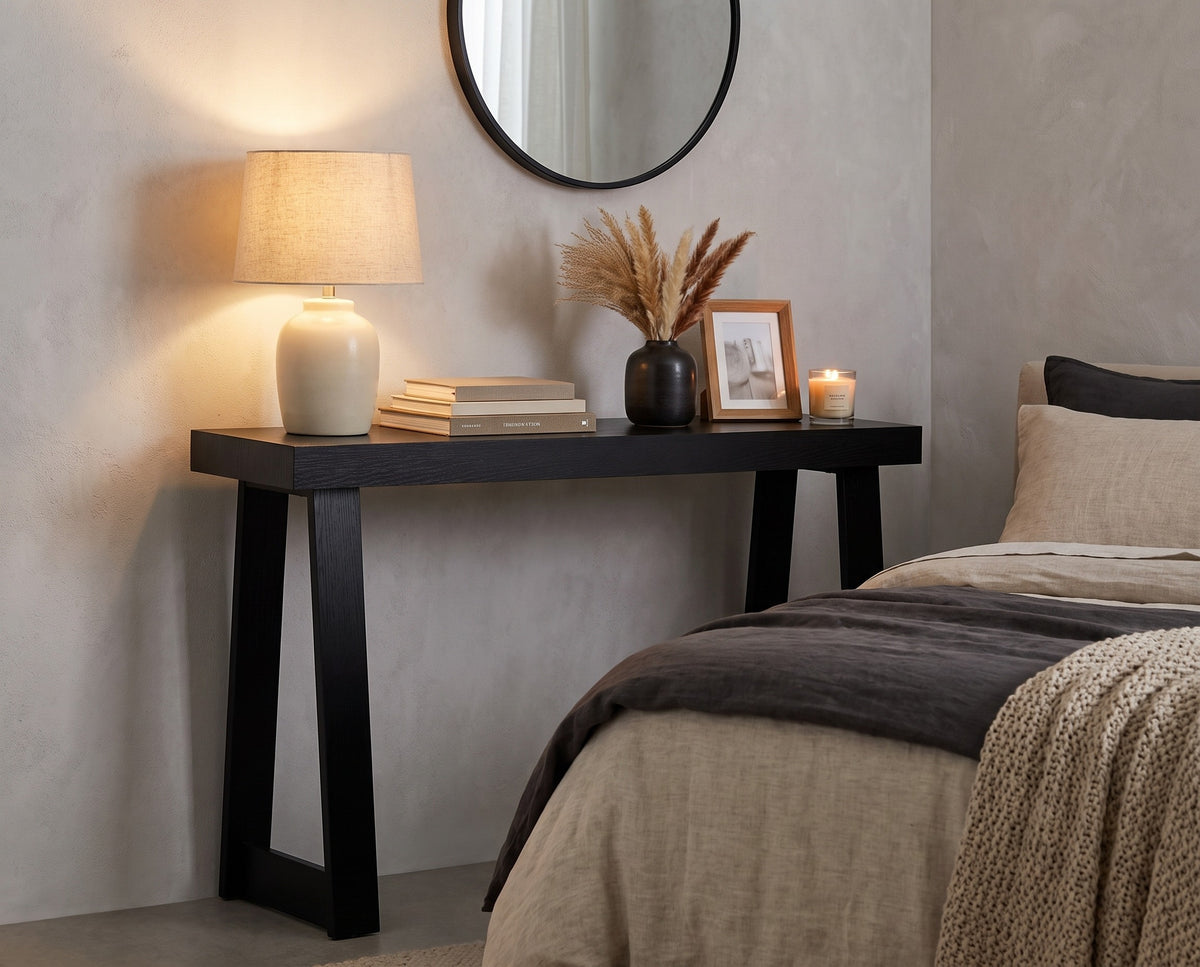 Slim Black Console Table, 46 Inch