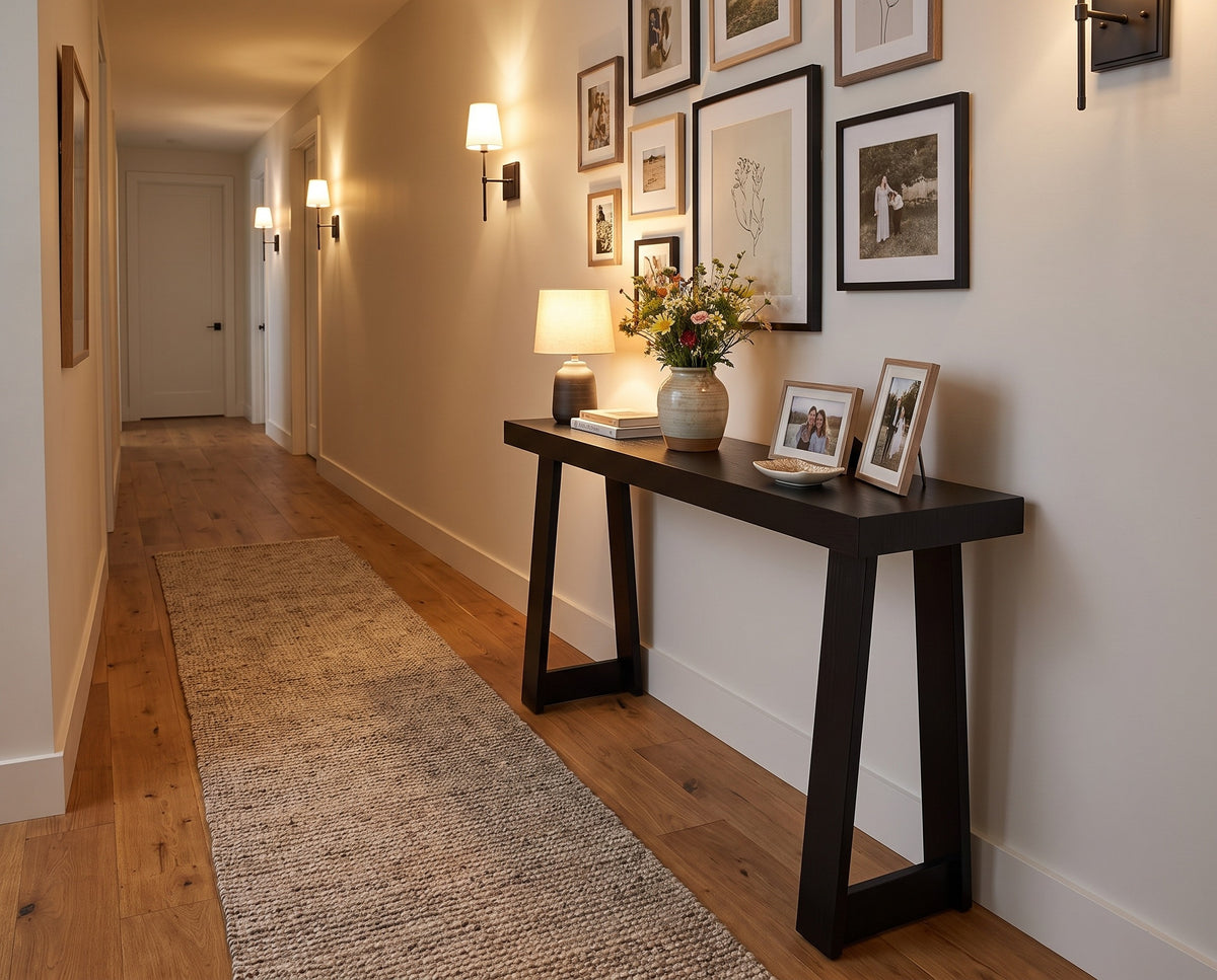 Slim Black Console Table, 46 Inch