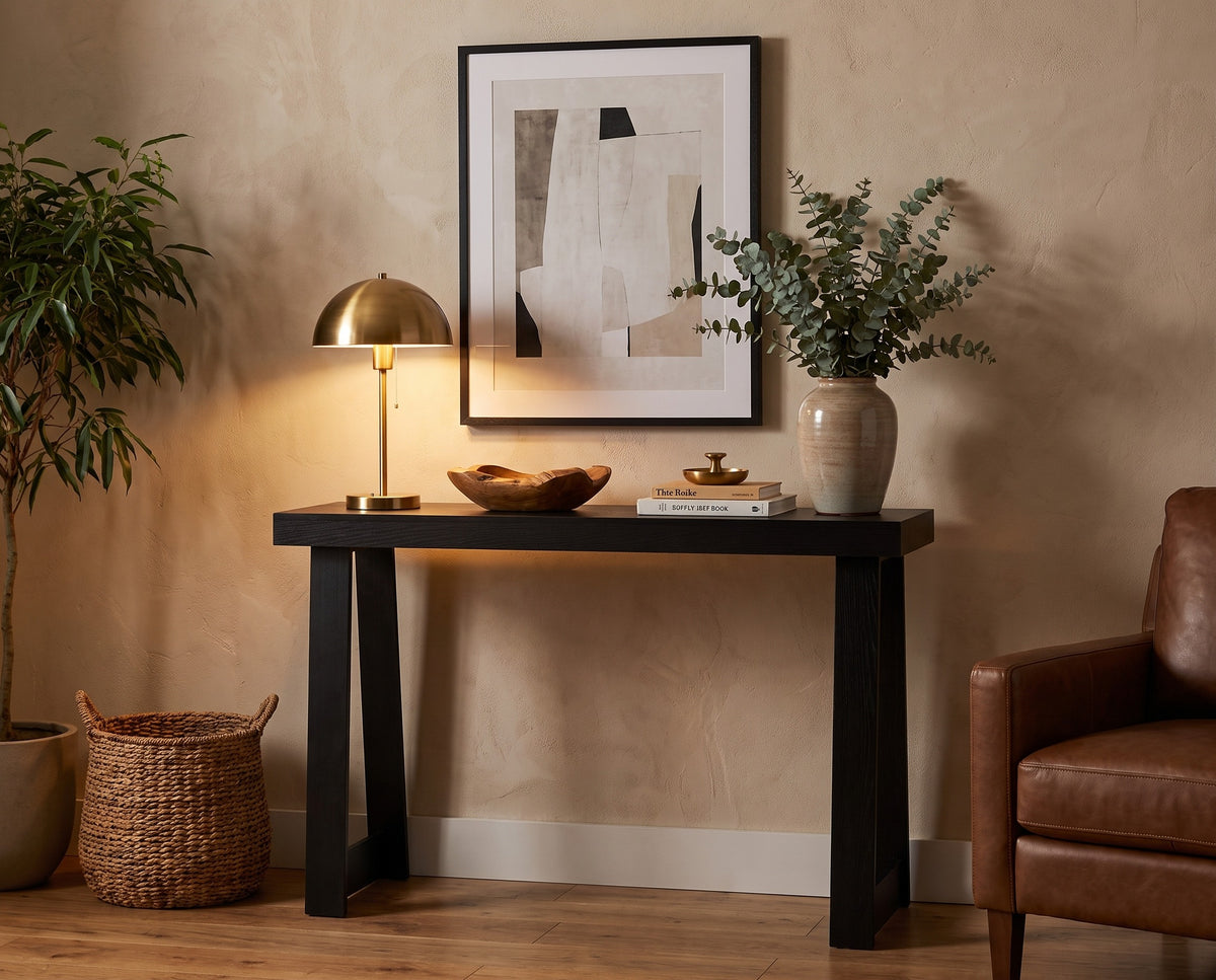 Slim Black Console Table, 46 Inch