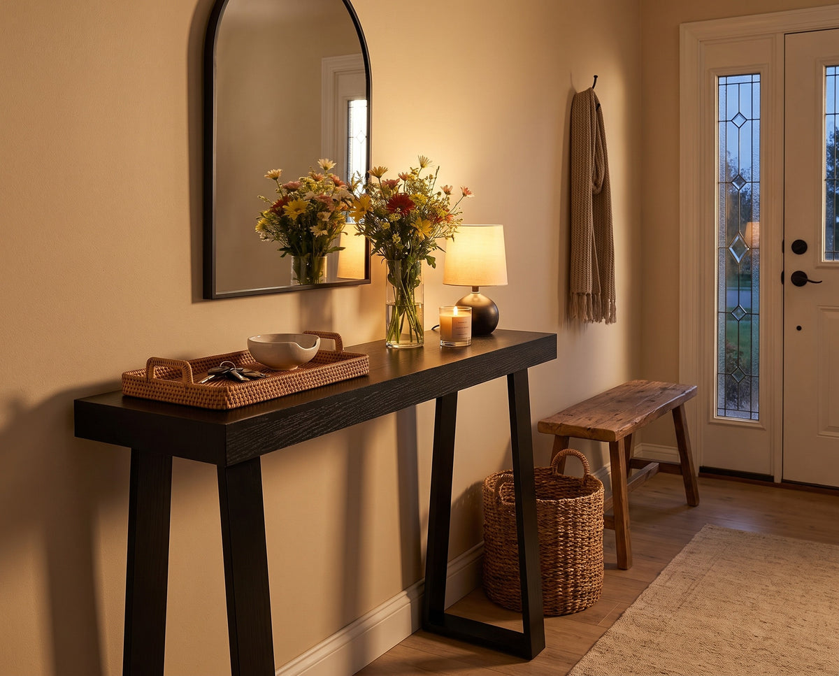 Slim Black Console Table, 46 Inch