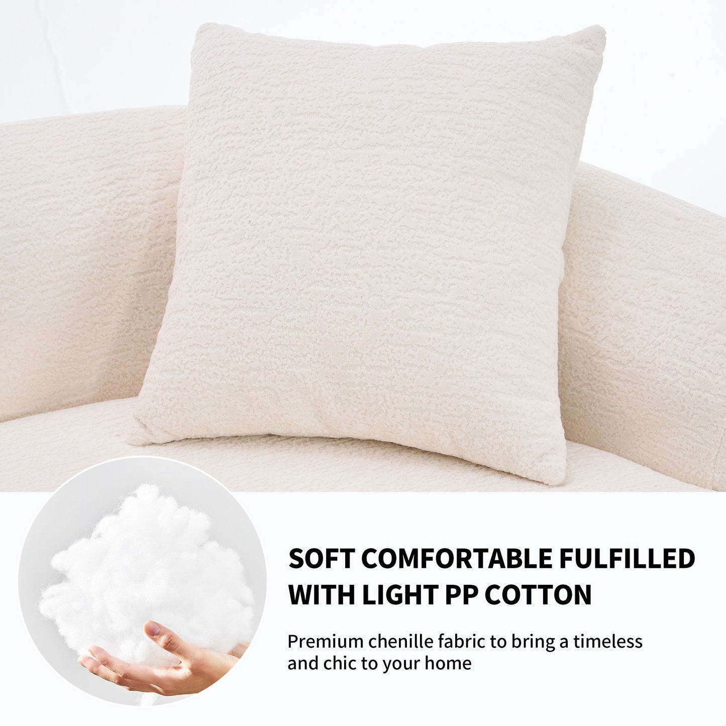 Curved Chenille Sectional Sofa — 4 Seater