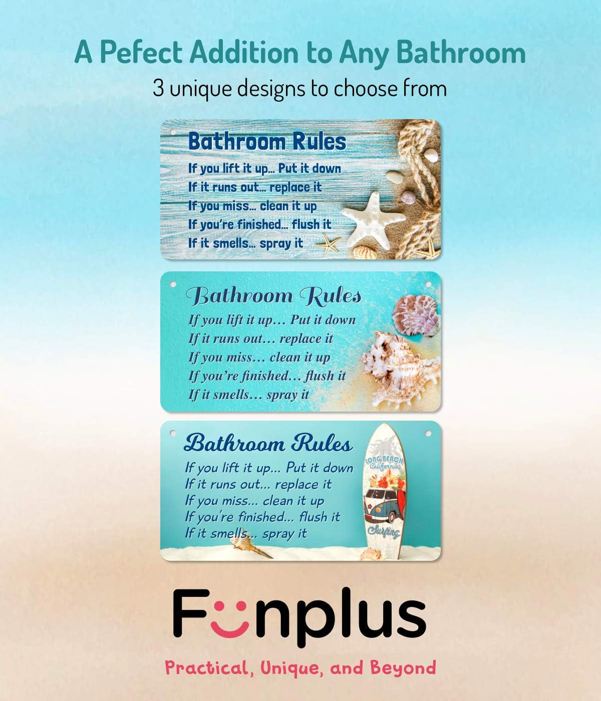 Starfish Bathroom Rules Sign, 12x6