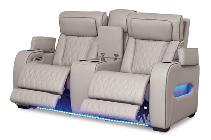 Power Reclining Loveseat with Diamond-Stitch Console