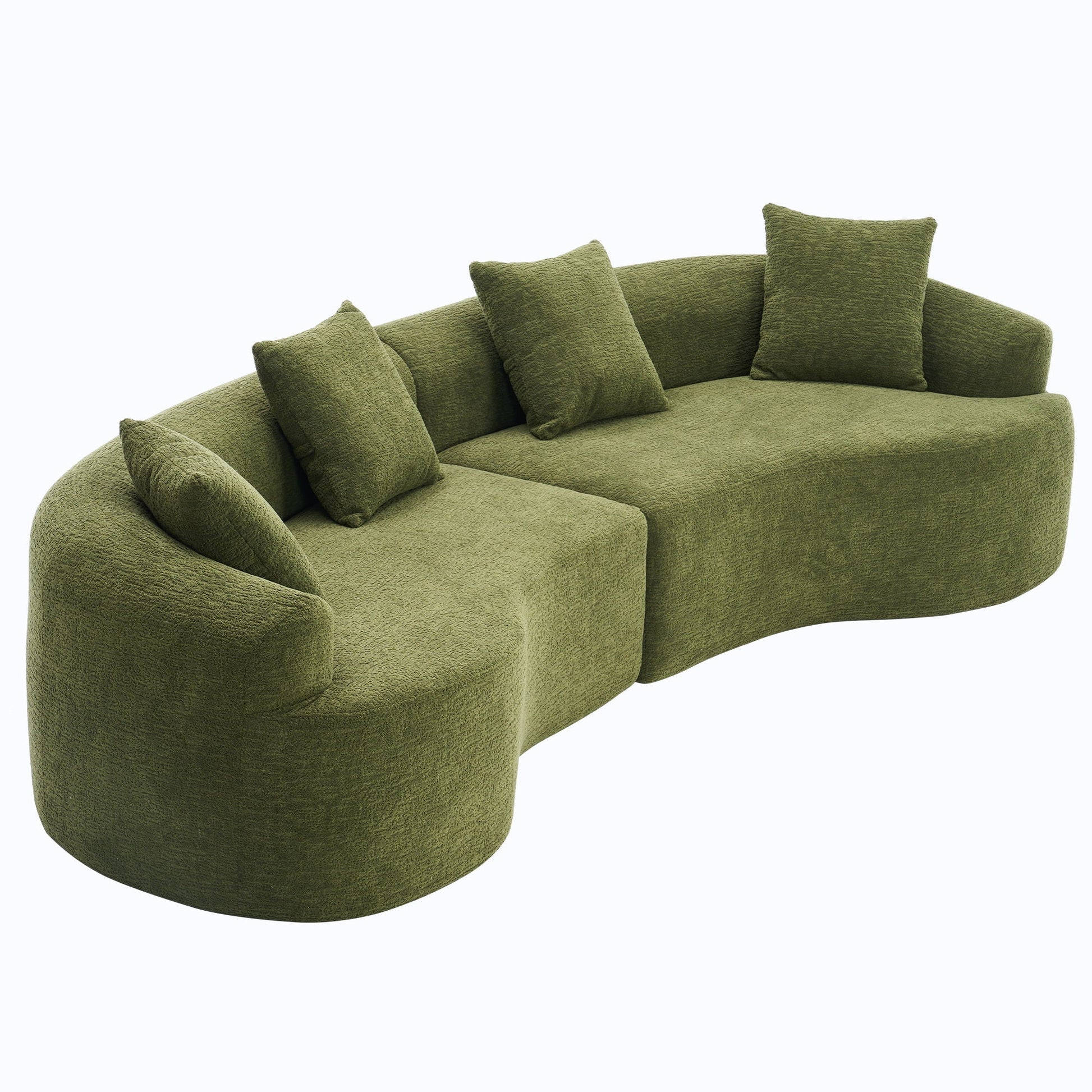 Curved Chenille Sectional Sofa — 4 Seater