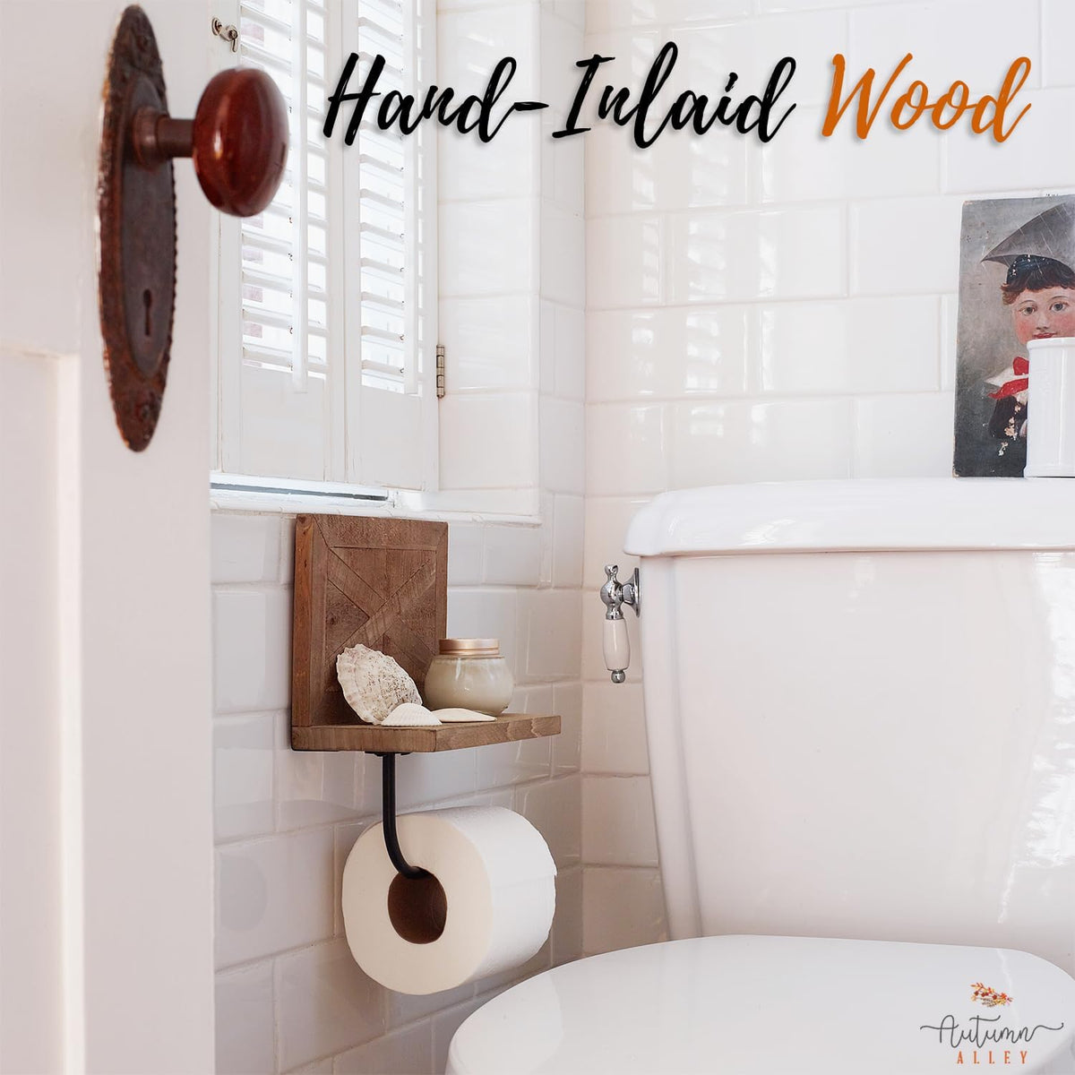 Farmhouse Toilet Paper Holder with Shelf