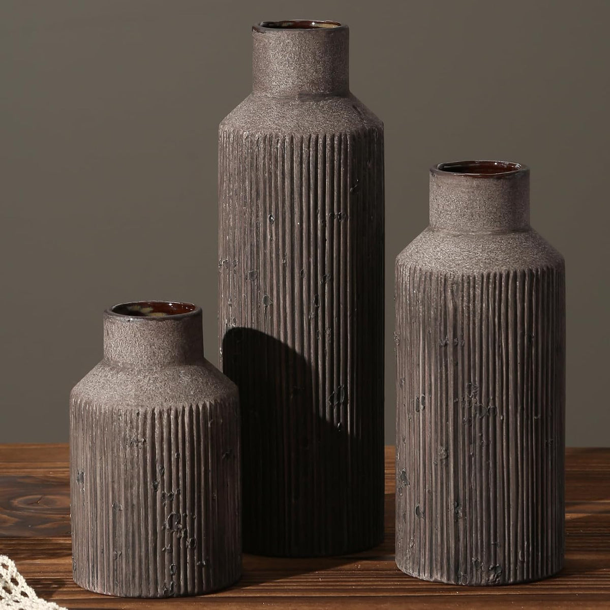 Farmhouse Ceramic Vase Set of 3