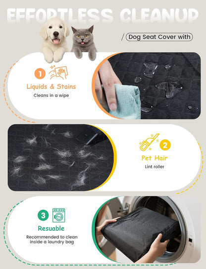 Dog Car Seat Cover for Back Seat with Hard Bottom for Car & SUV L | Upgraded Anti-Ripped Back Seat Extender for Dogs, Waterproof Dog Hammock for Car with Mesh Window, Pet Backseat Protector