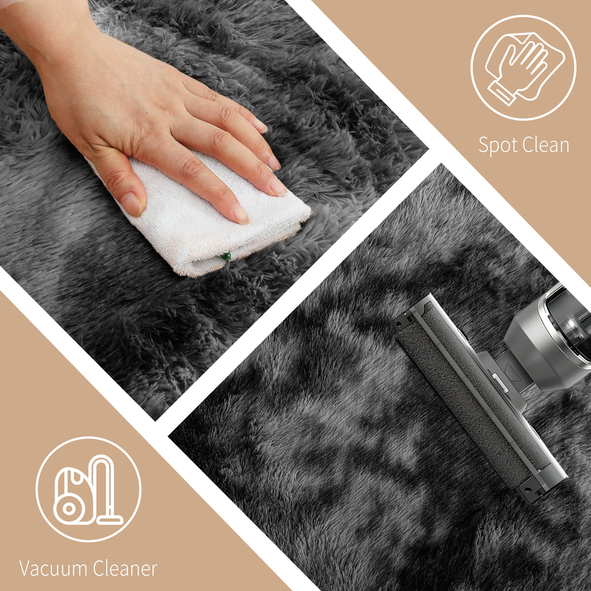 Plush Shag Area Rug, 8x10, Dark Gray